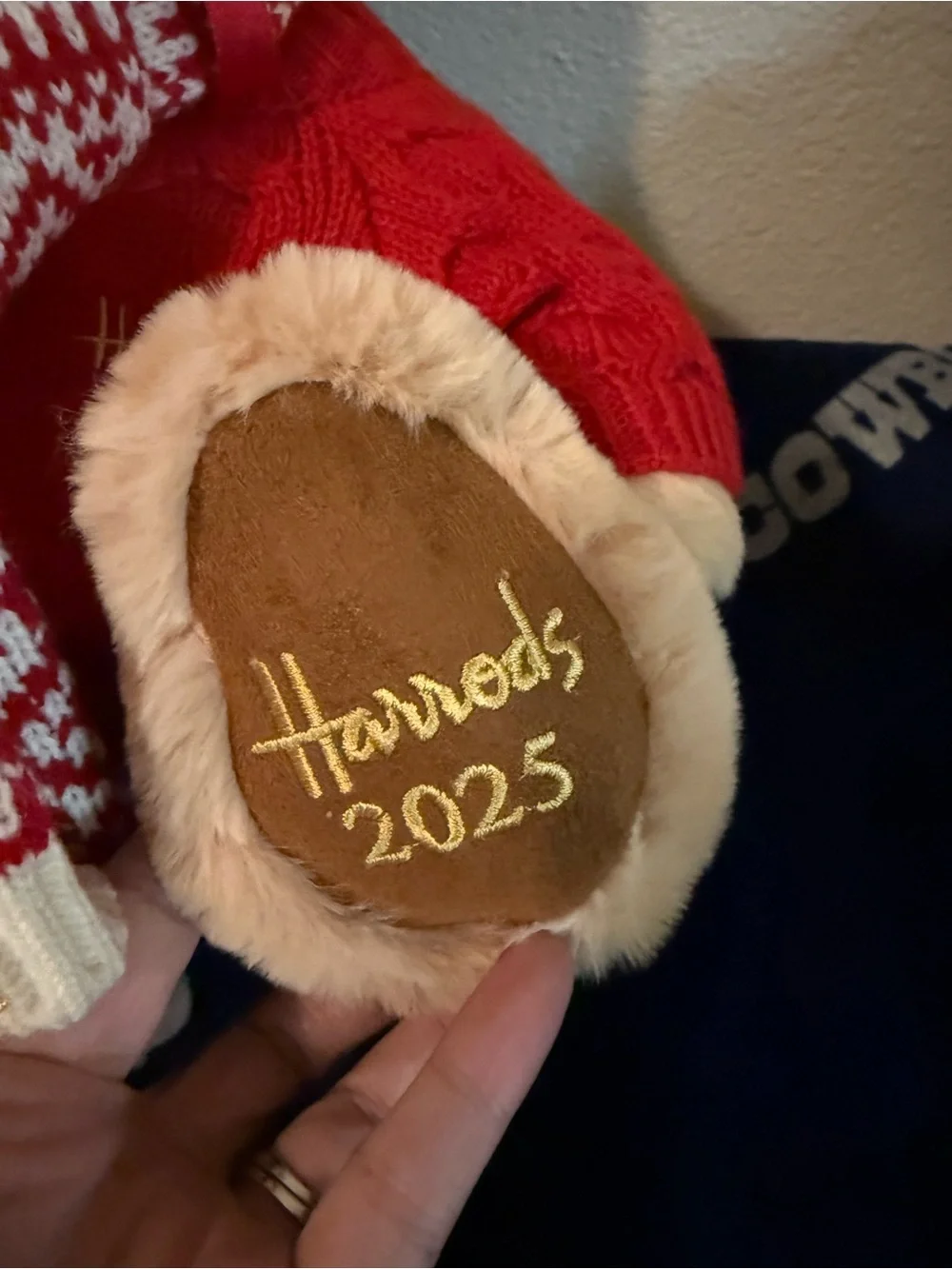 Harrods Red Holiday Bear with Knit Hat & Scarf